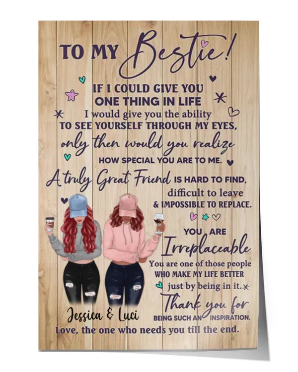 To My Bestie Gift For Besties Sisters Siblings Personalized Vertical Poster, Gift For Bestie, Best Friend Poster