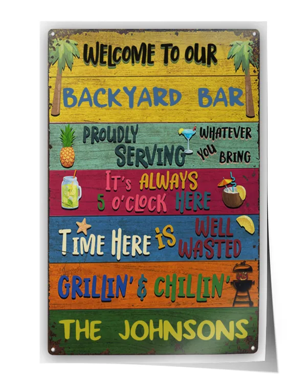 Welcome Grilling Chilling Poster - Home Decor For Patio, Pool, Hot Tub, Deck, Shaverbahn, Bar - Personalized Custom Classic Metal Signs Poster