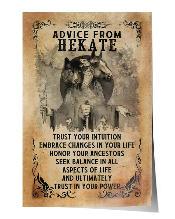 Advice From Hekate Poster, Vintage Hecate Wall Art, Greek Goddess Of Magic Wall Decor, Witchcraft Home Decor, Pagan Art Print