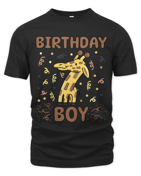 Kids Birthday Boy 7th Birthday Party Animal Number Giraffe
