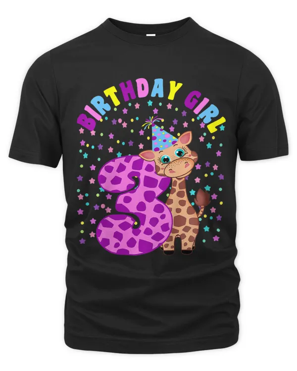 Kids Birthday Girl 3 Year Old 3nd Birthday Giraffe Gift For Girls