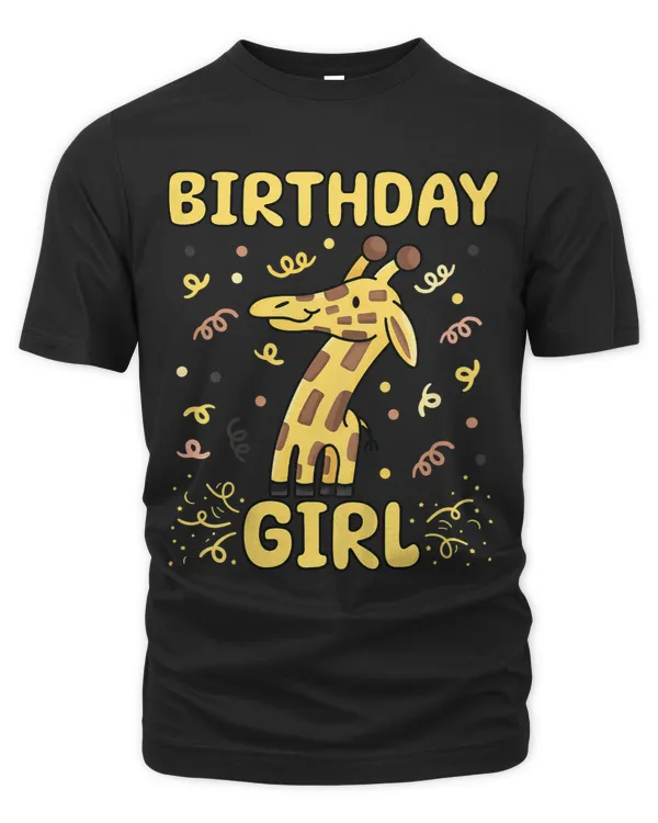 Kids Birthday Girl 7th Birthday Party Animal Number Giraffe