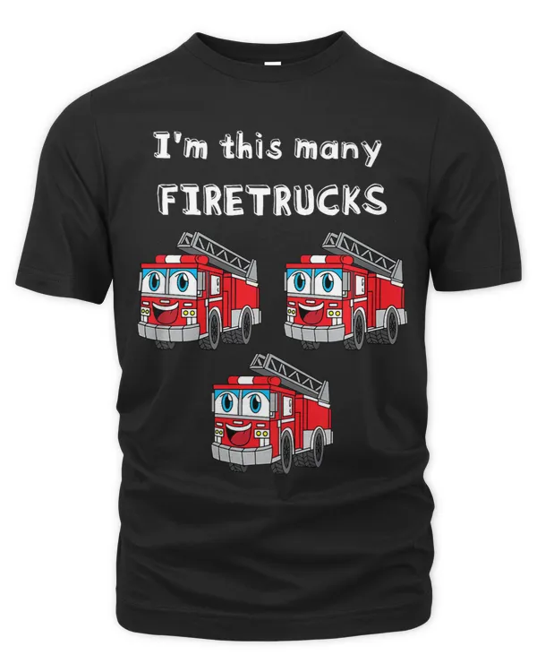 Kids Firetruck 3rd Birthday Im This Many Firetrucks 3YearOld