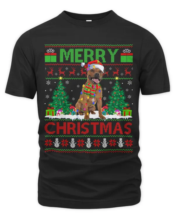 Xmas Lights Ugly Staffordshire Bull Terrier Dog Christmas