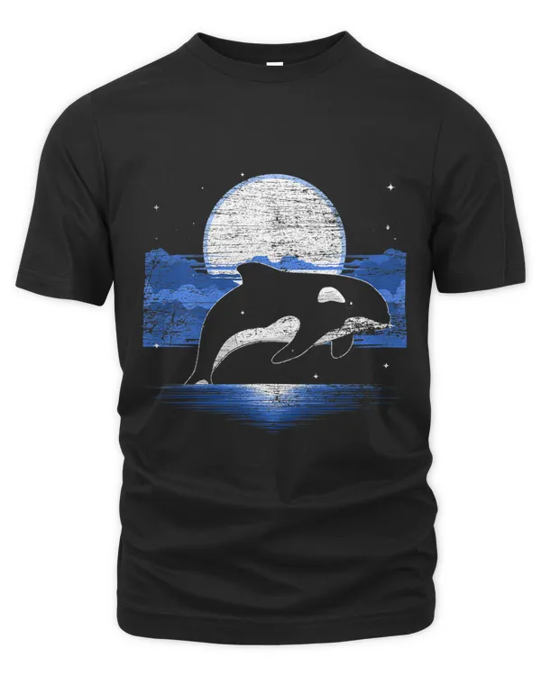 Full Moon Killer Whale Ocean Animal Lover Moon Orca