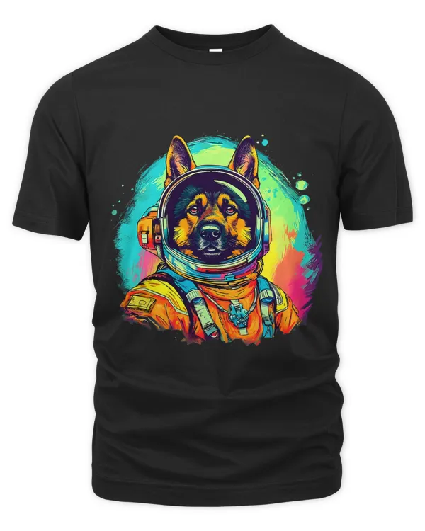 German Shepherd Astronaut Spacesuit Space Helmet Retro Dog