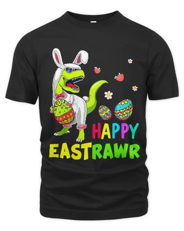 happy eastrawr t rex dinosaur bunny eggs flower easter day 3