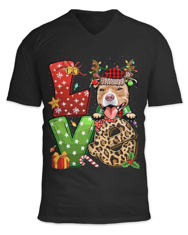 Pitbull Dog Reindeer Christmas Light Dog Lover Santa Hat 119