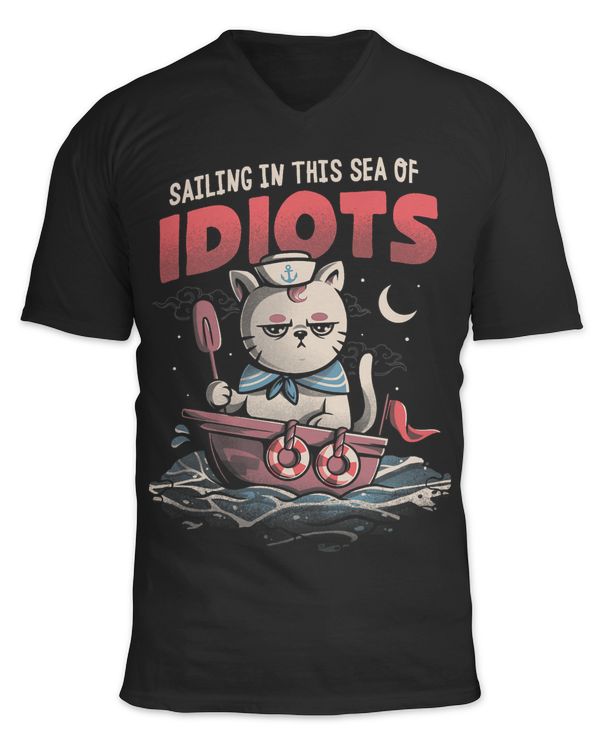 Sailing In This Sea Of Idiots Funny Annoyed Sailor Cat 275