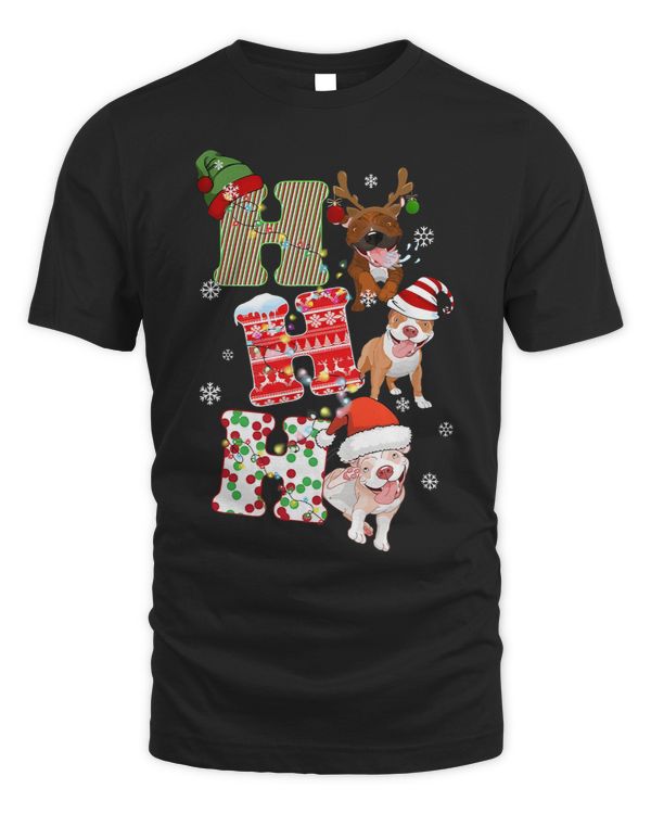 Pitbull Dog Ho Ho Christmas Light Beagle Reindeer Snowflakes
