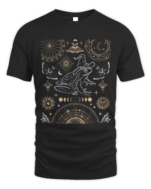 Frogs Cottagecore Wizard Hat Frog Moon Phase Tarot Aesthetic