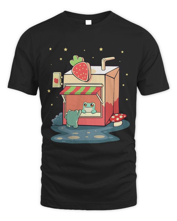 Frogs Cute Anime Kawaii Frogs and Strawberry Milk Shake Stand Teen