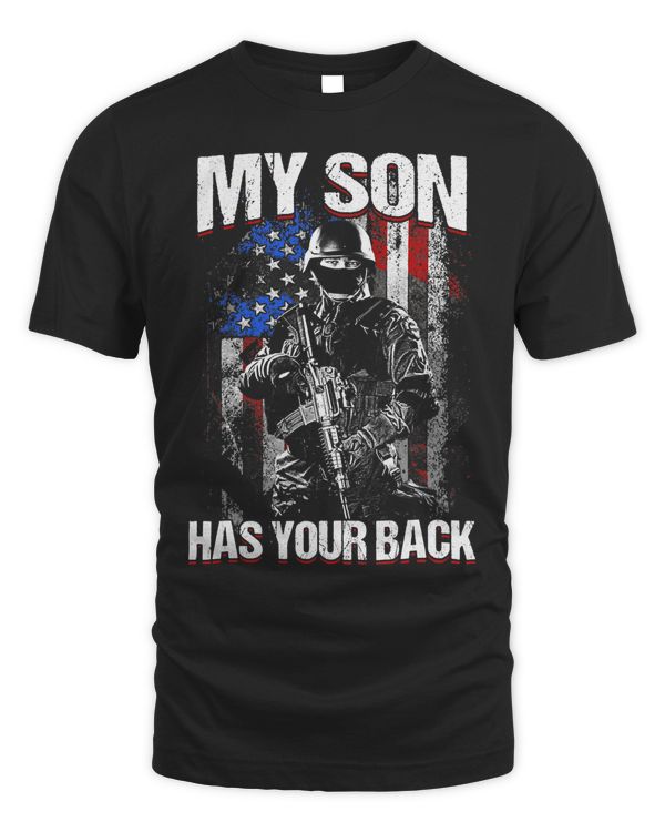 Mens My Son Has Your Back Proud Army Dad Military Fathers Day 20