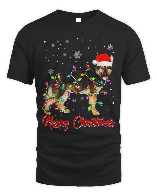 Merry Christmas Lights German Shepherd Dog Funny Dog Lover 232