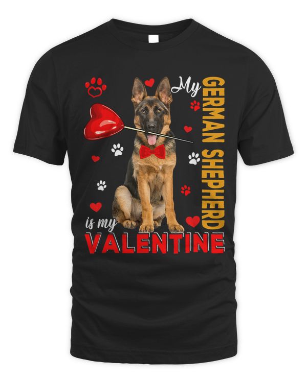 My German Shepherd Is My Valentine Cute Dog Holding Heart 50