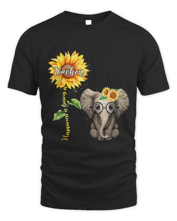 Happiness Is Being A Teacher Sunflower Elephant Hippie Gifts