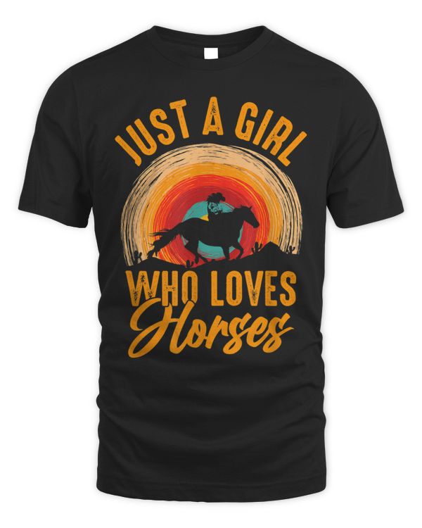 Just A Girl Who Loves Horses Retro Sunset Horse Lover