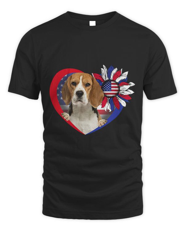 American Beagle Dog Heart 4th Of July USA Flag Patriotic 1