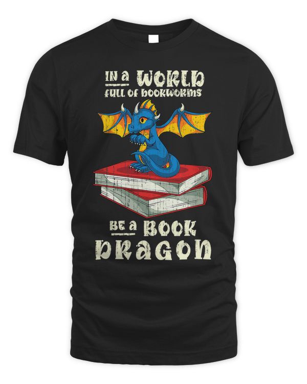 Funny Bookworm Book Nerd Reading Fantasy Animal Book Dragon