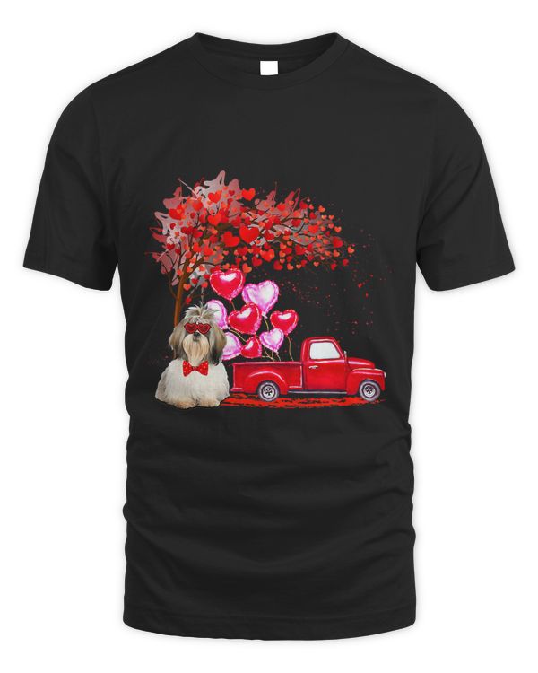 Shih Tzu Sunglasses Hearts Tree Pickup Truck Lover Couple 97