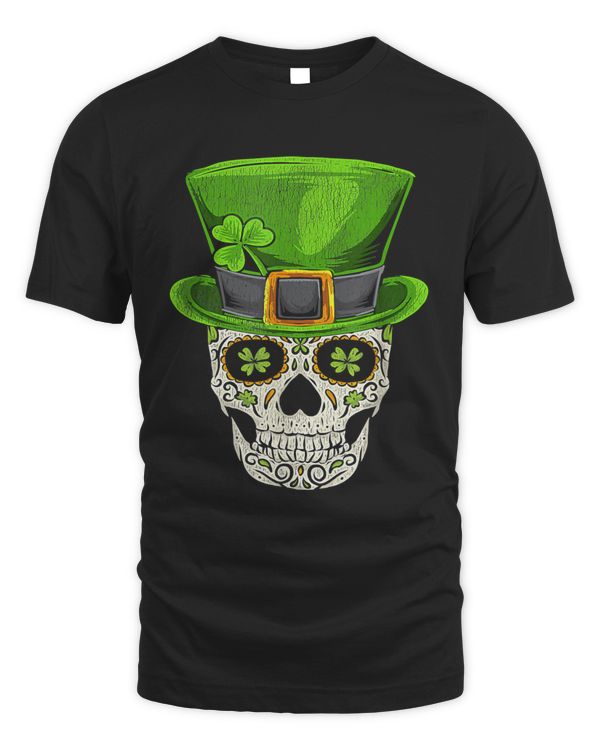 Irish Costume Sugar Skull Shamrock Funny Patricks Day 2023 1