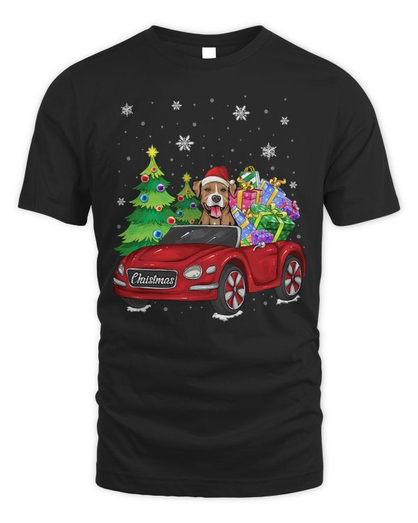 Bully Christmas Funny Pajama Pitbull Dog And Red Trucks Xmas 383 Pitbull Dog