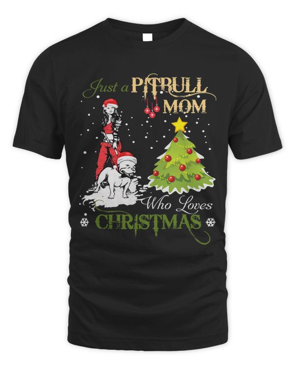 Bully Just A Pitbull Mom Who Loves Christmas Funny Christmas Tree 3 Pitbull Dog