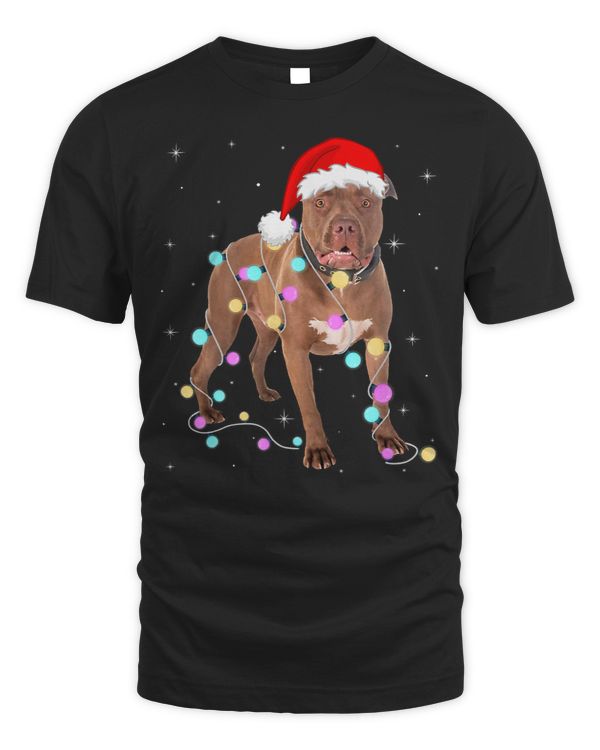 Bully Dog Cute Pitbull Santa Hat Christmas Light Xmas 434 Pitbull Dog