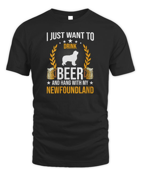 Womens Drink Beer And Hang With My Newfoundland Dog Lover V-Neck T-Shirt - Men's Standard T-Shirt