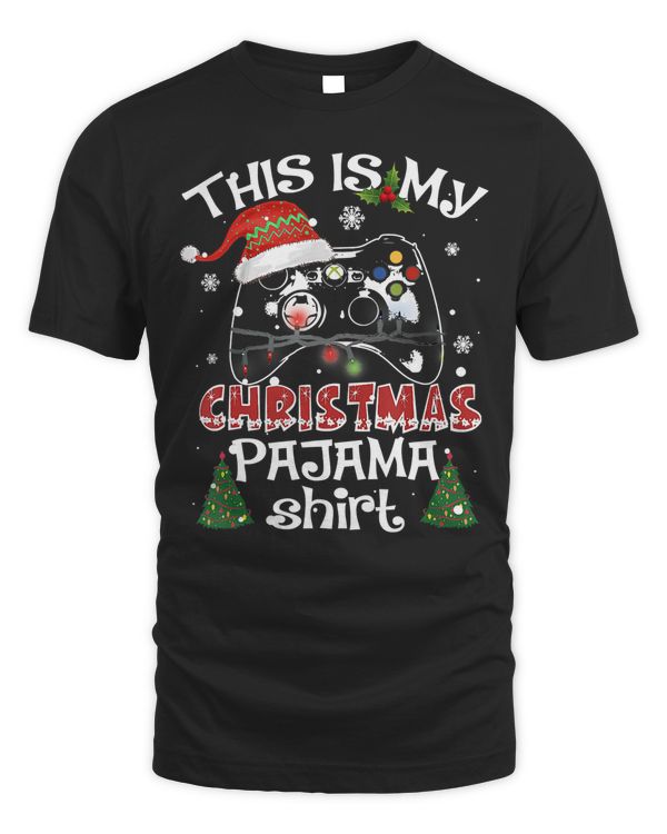 Funny This Is My Christmas Pajama Santa Hat Video Game Gamer 103 - Unisex Standard T-Shirt