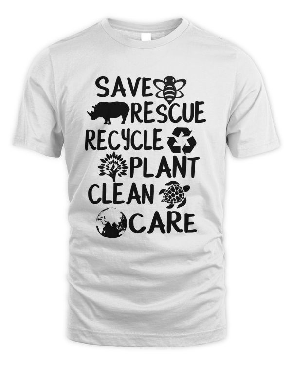Save Bees Rescue Animals Recycle Plastic T Shirt Earth Day T-Shirt - Men's Standard T-Shirt