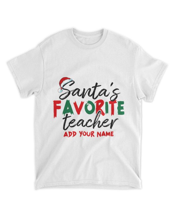CD Personalized Santa's Favorite Teacher, Christmas Teacher Shirt, Teacher Team Shirt, Teacher Christmas Shirt, Holiday Teacher Shirt - Men's Standard T-Shirt