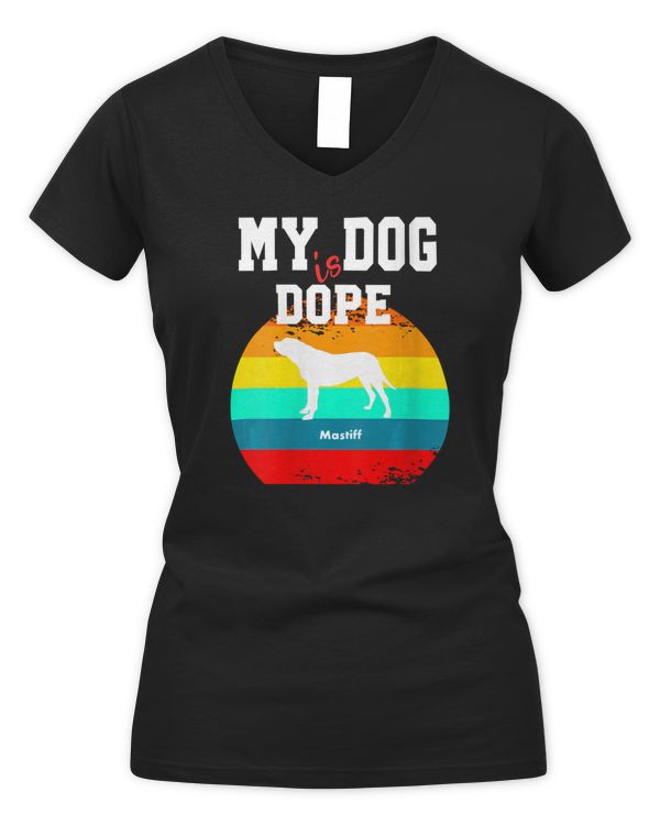 Womens Dope Dog White Silohouette Sunset Whippet V-Neck T-Shirt - Women's V-Neck T-Shirt