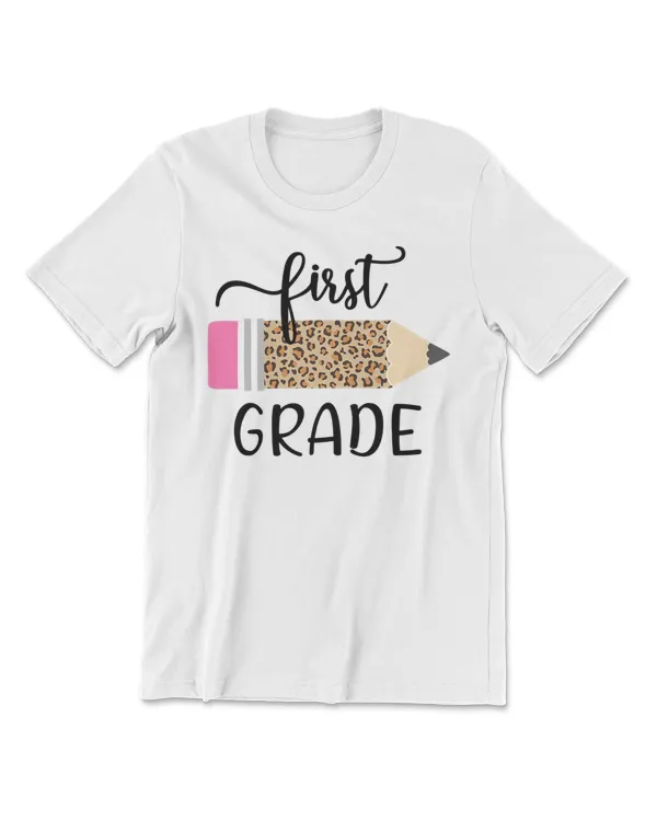 Leopard Print First Grade 1st Day of School Teacher Student T-Shirt