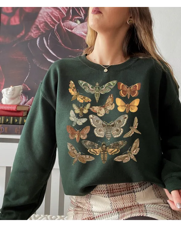 Moth Shirt, Cottagecore Shirt, Bug Shirt, Aesthetic Tshirt, Insect Shirt, Cottage Core Shirt, Goblincore Clothing, Dark Academia Shirt