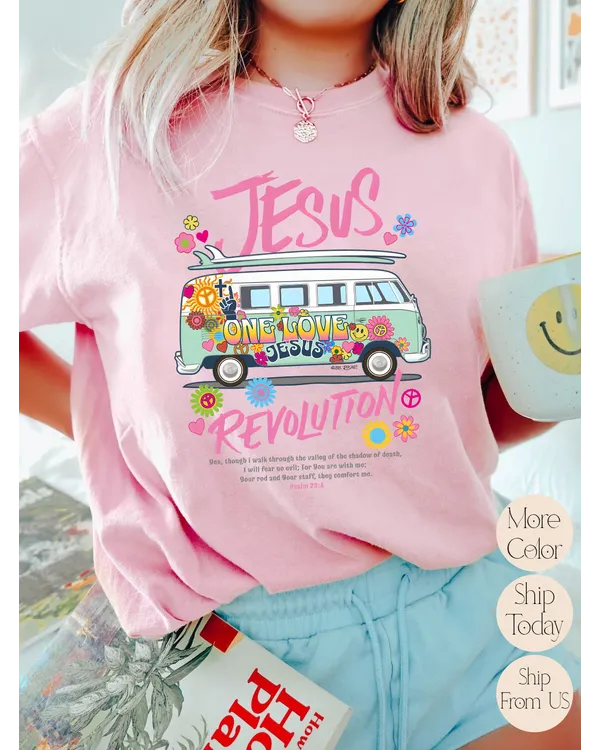 Vintage Groovy Hippie Jesus Revolution Shirt, Love Like Jesus Right Here Right Now T-shirt, Retro Camping Car Tee, Gift for Christian