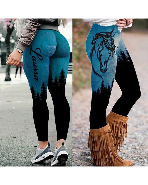 [UNIQUE] HORSE WESTERN LEGGING BLUE