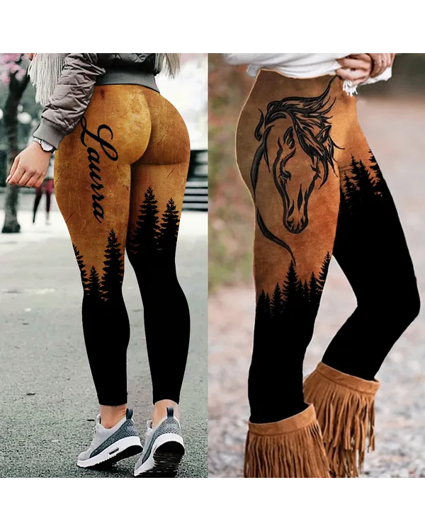 [UNIQUE] HORSE WESTERN LEGGING BROWN