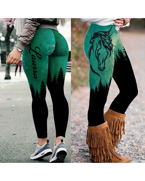 [UNIQUE] HORSE WESTERN LEGGING GREEN