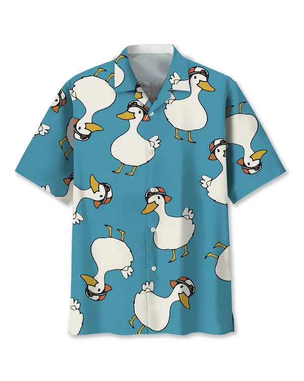 Duck Wear A Hat Cute Hawaii Shirt Button Down Customize Shirt