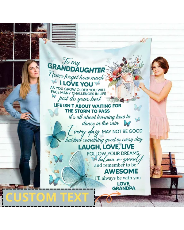 Personalized Blanket Granddaughter, Gift For Granddaughter From Grandpa Blanket