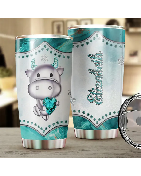 Personalized Cow Tumbler With Lid Insulated Travel Cup 20oz Jewelry Style