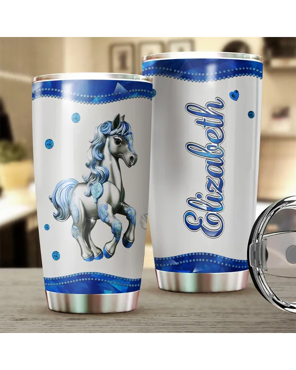 Personalized Horse Tumbler With Lid Insulated Travel Cup 20oz Jewelry Style