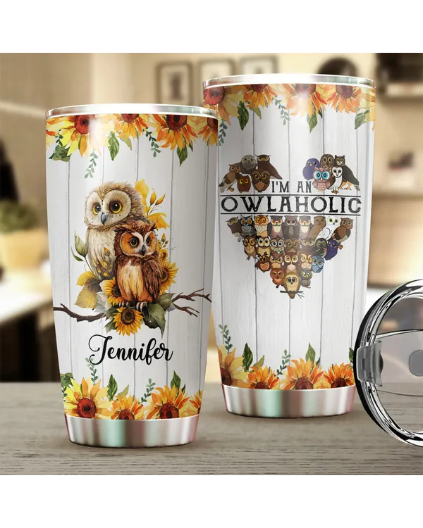 Personalized I'm An Owlaholic Sunflower Owl