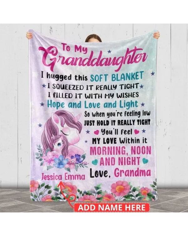 To My Granddaughter Blanket From Grandma Unicorn Gift For Girls