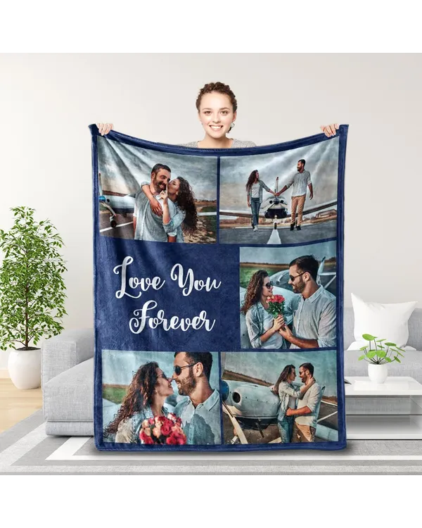 Personalized Photo Collage Blanket Sherpa Fleece Blanket T580
