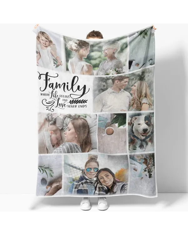 Personalized Photo Collage Blanket Family Sherpa Fleece Blanket T587