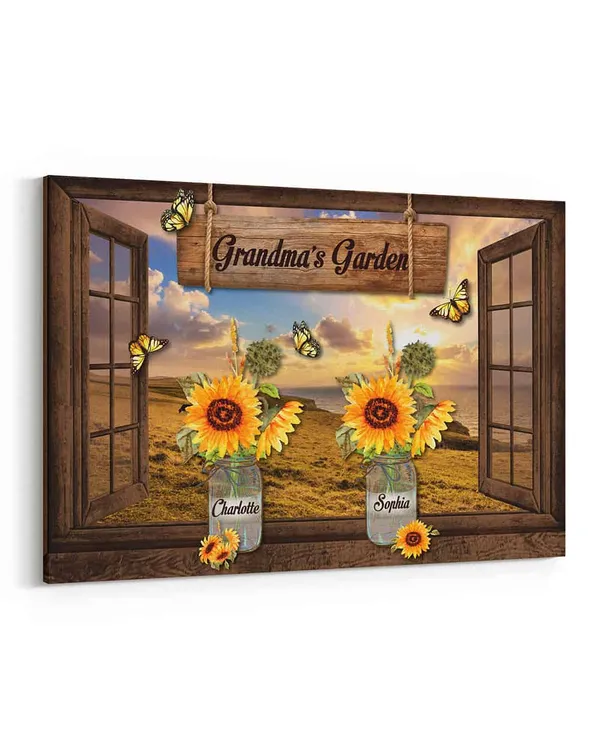 Personalized Custom Grandma's Garden Canvas Print Sunflower CS106