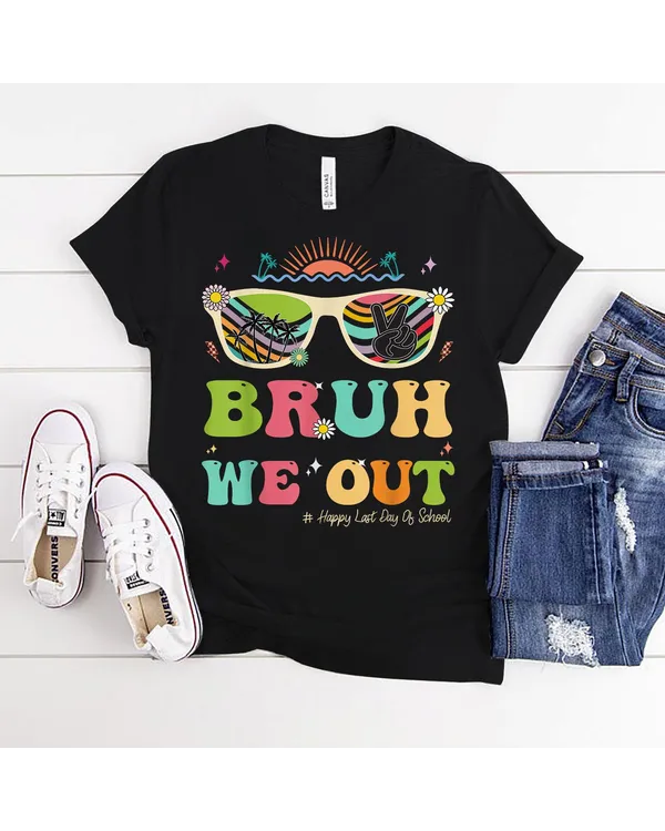 Bruh We Out Funny Last Day Of School Teacher Boy Girl Summer Shirt