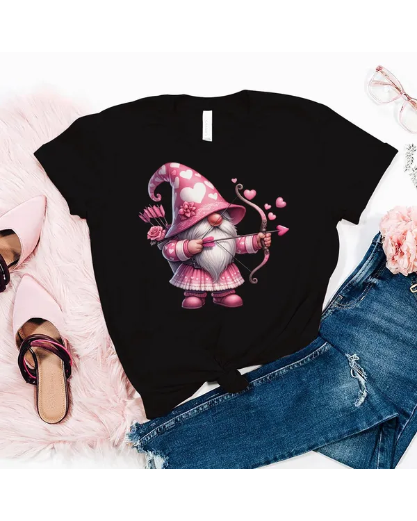 Cute Gnome Valentines Day Heart Gnome Valentine Girls Womens Shirt